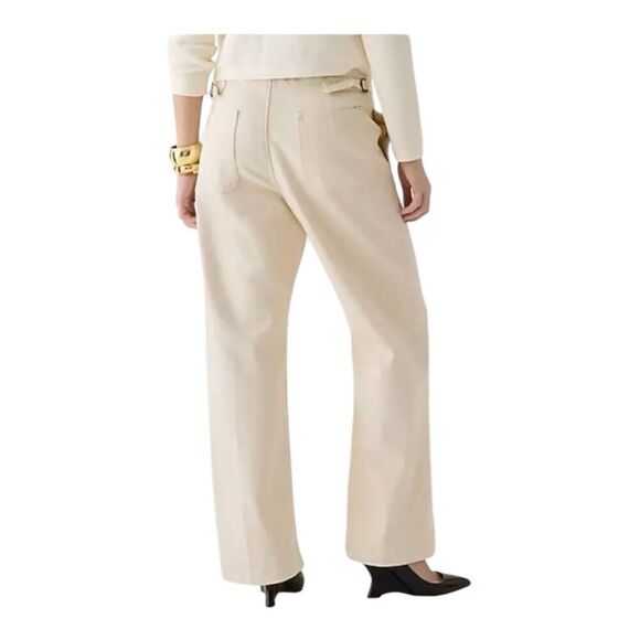 J Crew Jeans Womens 29 Cream Point Sur Side Tab Trouser Ecru Wash BY093 Wide Leg - Picture 13 of 16